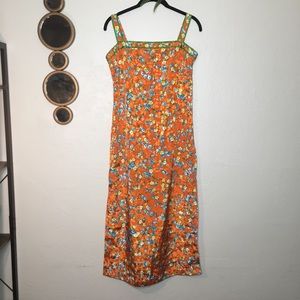 90's/y2k Orange floral dress